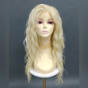 Lace Front Light Blonde Deep Beach Waves Heat Resistant Wig